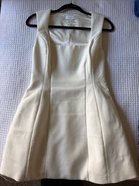 Meshki Cream Square-Neck Mini Fit-and-Flare Dress Lysandre Sz Small